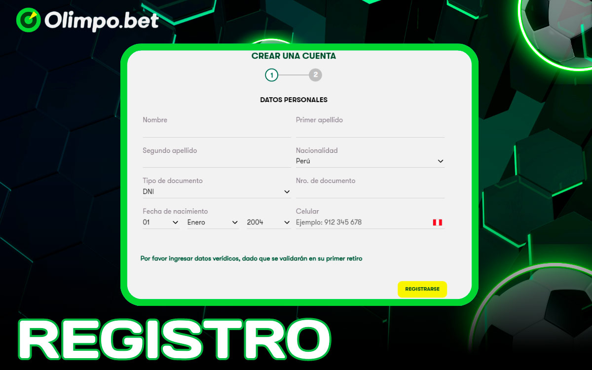 Cómo registrarse en Olimpo Bet