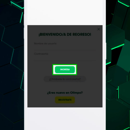 Presiona "Entrar" en Olimpo Bet