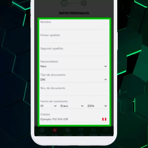 Rellena los datos de tu cuenta de Olimpo Bet